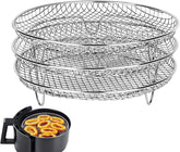 Air Fryer Accessories 8-inch Three Layer Round Grill Steam Rack, Round