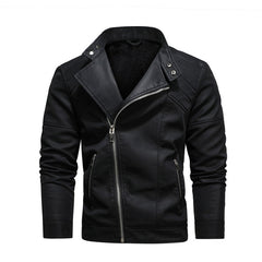 Mens Lapel Leather Motorcycle Jacket, S, M, L, XL, XXL, 3XL
