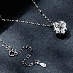 Sterling Silver S925 White Gold Plated Sparkling Moissanite Pendant Necklace, MSN002