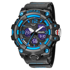 SMAEL 8008 Outdoor Sports Multifunctional Waterproof Luminous Men Watch, Black Blue