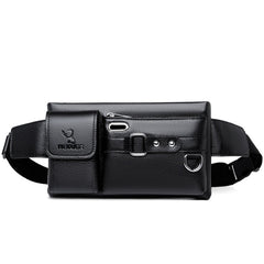 WEIXIER 8117 Men Sports Waist Bag Multi-Function Outdoor PU Bag, 8117 Brown, 8117 Black