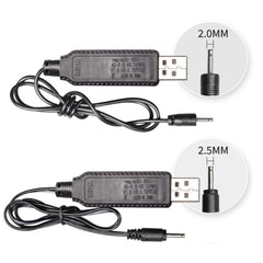 10pcs 3.7V IC Circuit Protection Lithium Battery USB Straight Head Charging Cable, 2.0mm, 3.5mm, 5.5mm