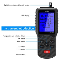JD-3002 Carbon Dioxide Comprehensive Air Quality Temperature Humidity Detector, JD-3002
