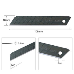 KAKC-18 Black Blade Cutter Blade 18mm Wall Cutter Blade, Specification:, 10pcs /Box, 100pcs /Box