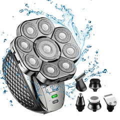 9 Knife Head Multifunctional USB Shaver Full Body Water Washing Shaver Men Hair Bald, 6 In 1