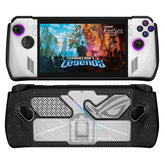 For ASUS Rog Ally Game Console PC+TPU Protective Case Cover With Bracket, PC+TPU Black+Transparent
