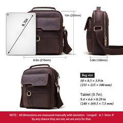 HUMERPAUL Men Leather Cross-Body Bag Shoulder Bag, MH577 (Brown)