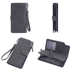 Baellerry Matte Leather Multi-card Slot Men Clutch Bag Zip Buckle Vintage Wallet