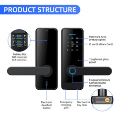 C89 Smart Fingerprint Password Lock Home Indoor Door TUYA System Lock, C89 Black, C89 Silver