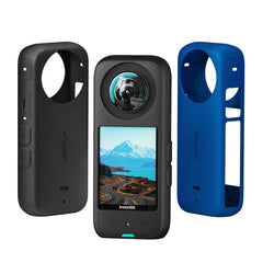 For Insta360 X3 AMagisn Body Silicone Protective Cover, Body+Lens Case (Black), Body Case (black), Lens Case (Black)