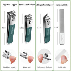 4pcs /Set Stainless Steel Nail Knife Set Household Portable Rotating Bag Nail Cutting Tool, Light Pink, Dark Green