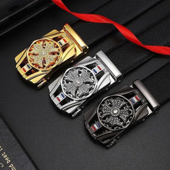 Dandali Scratch-Resistant Wrapped Edge Automatic Buckle Belt Mens Casual Waistbone Belt, 120cm