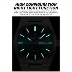 BINBOND B102 Dual-calendar Leisure Waterproof Luminous Quartz Watch, White Steel-Blue