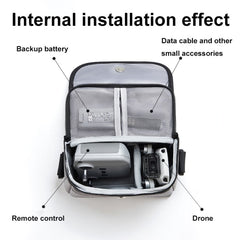For DJI Mini 4 Pro Baona BN-H016 Portable Waterproof Crossbody Drones Storage Bag, Grey, Black