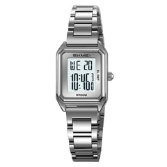 SKMEI 2493 Small Women Electronic Watch Square Steel Strap Watch, Gold Case White, Gold Case Black, Silver Case White, Silver Case Black, Black Case White, Black Case Black