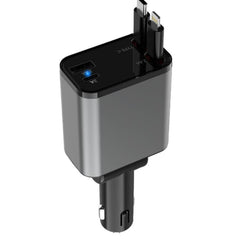 PD30W Car Charger With Retractable Cable, TYPE-C+8 Pin, TYPE-C+TYPE-C, 8 Pin+8 Pin