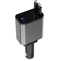 PD30W Car Charger With Retractable Cable, TYPE-C+8 Pin, TYPE-C+TYPE-C, 8 Pin+8 Pin
