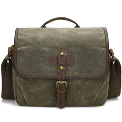 Waxed Canvas Camera Messenger Bag with Adjustable Dividers for DSLR Photography and Travel, L Dusty Yellow, L Army Green, L Deep Gray, S Army Green, S Dusty Yellow, S Deep Gray