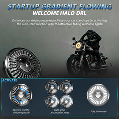 5.75-Inch High-Power Motorcycle Headlight With Flowing Light And Cut-Line Halo, R26