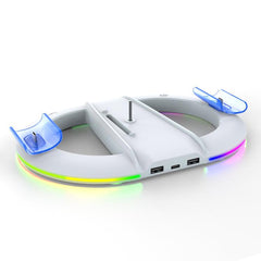 For PS5 Pro/Slim ipega Vertical Stand with Controller Charger, Headphone Hook and LED Light Ring