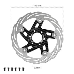 CYCLAMI Bicycle Ultra-Lightweight Carbon Fiber Brake Rotor Center-lock 6-bolt Disc Brake, 160mm, 180mm