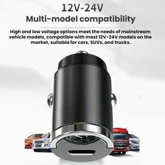 Mini Car Charger With Single Type-C Pull Ring For Cars Motorcycles, PD30W