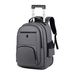 Large Capacity Wheeled Backpack for Men Carry-On Trolley Laptop Backpack with Hidden Shoulder Straps