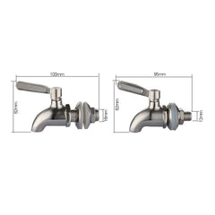 Drink Dispenser Beverage Wine Barrel Tap Spigot Stainless Steel Coffee Juice Faucet, 12mm, 16mm