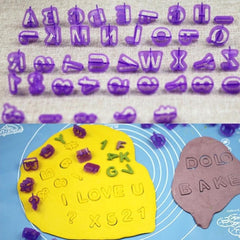 40pcs / Set Alphanumeric Plastic Cookie Molds Symbol Fondant Cake Decorative Printing Molds, Alphanumeric Shape
