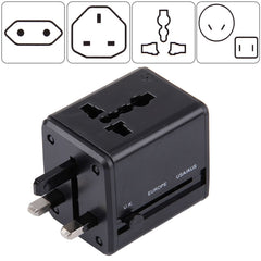 World-Wide Universal Travel Concealable Plugs Adapter with & Built-in Dual USB Ports Charger for US, UK, AU, EU