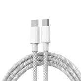Braided USB Type C to C charging and data cable, 1 meter, 30W, compatible with iPhone, Samsung, and MacBooks by Phone Base.