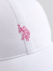 Girls Double Horsemen Cap in Bright White