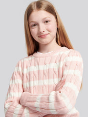 Stripe Cable Knit Jumper Crystal Rose