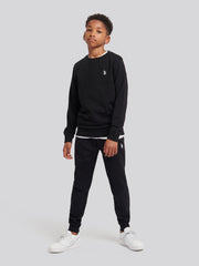 Boys Double Horsemen Crew in Black Bright White DHM