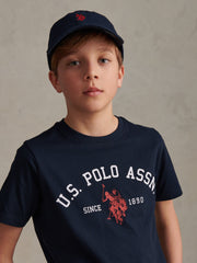 Boys Signature Arch Print T-Shirt Dark Sapphire Navy