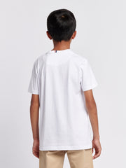 Boys Texture Double Horsemen T-Shirt White / Dark Sapphire Navy DHM