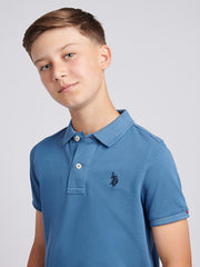 Boys Double Horsemen Polo Shirt Blue Horizon