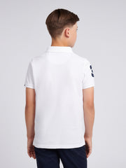 Boys Player 3 Polo Shirt White / Dark Sapphire Navy DHM