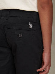 Boys Classic Chino Short Black Bright White DHM