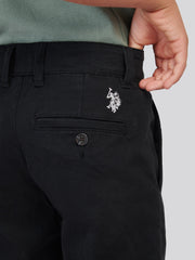 Boys Classic Chino in Black Bright White DHM