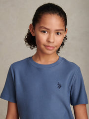 Boys Herringbone Texture T-Shirt in Vintage Indigo