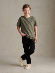 Boys Herringbone Texture T-Shirt in Mulled Basil