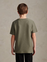 Boys Herringbone Texture T-Shirt in Mulled Basil