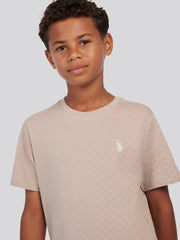 Boys Check Texture T-Shirt, in Atmosphere