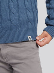 Boys Cable Knit Funnel in Vintage Indigo