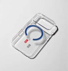 Slim Clear iPhone 17 Case with Royal Blue MagSafe Ring - Telephone Box | The Iconic Slim