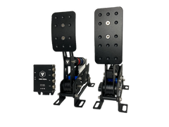 Trak Racer UK VNM Lite Pedals Set with professional load cell sim racing pedals, featuring metal construction and adjustable settings.
