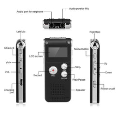SK012 16GB Smart Noise Reduction HD Voice Recording Pen, Black 16GB