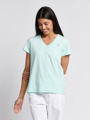 Womens V-Neck T-Shirt Blue Light