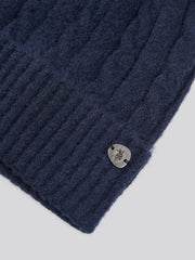 Womens Signature Cable Knit Beanie in Navy Iris